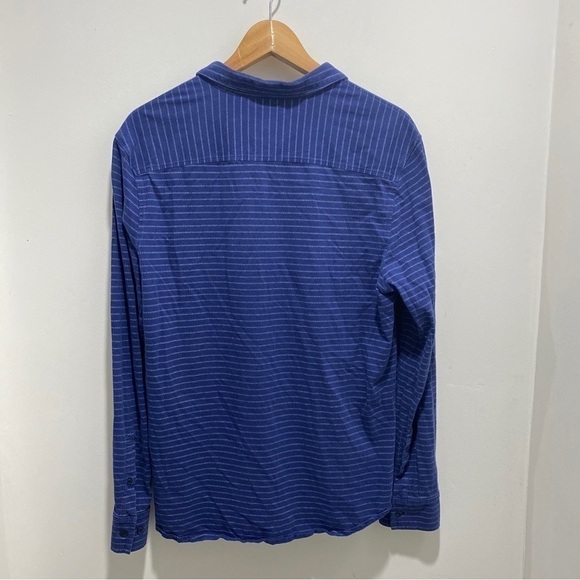 A-frame Mens Shirt L Blue Stripe Button Up Casual Soft 🌟 - Picture 4 of 6